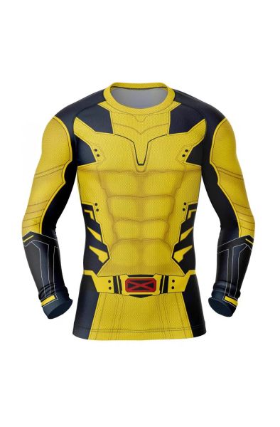 Wolverine Deadpool 3 Suit Marvel Long Sleeve Rash Guard Compression Shirt