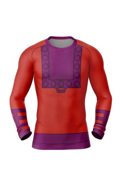 Magneto X-Men Marvel Long Sleeve Rash Guard Compression Shirt