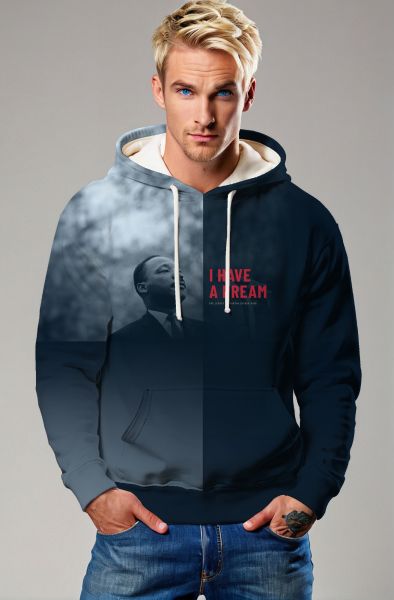 Comfortable Blue Martin Luther King Graphic Hoodie