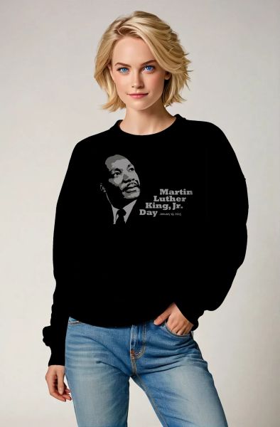 Urban Cool Martin Luther King Graphic Black Crewneck Sweatshirt