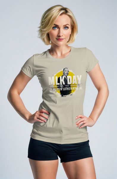 Martin Luther King Fashion Print Casual TShirt Cream White Minimalist Style