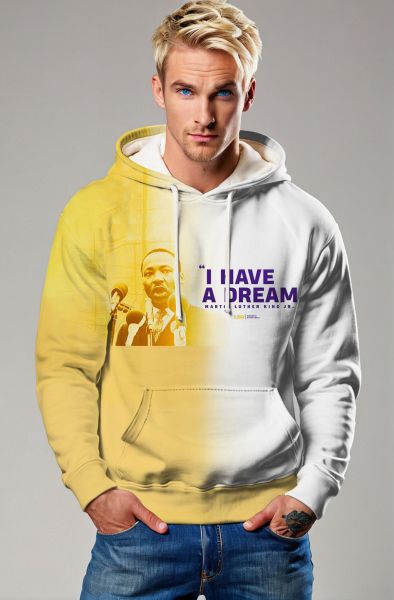 Martin Luther King Unique Yellow Floral Patchwork Comfortable Hoodie