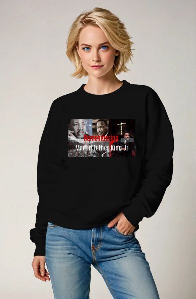 Minimalist Black Graphic Martin Luther King Fashionable Street Crewneck Sweatshirt