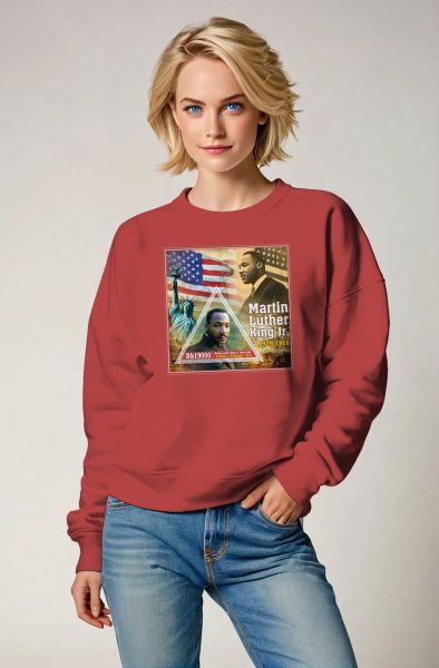 Vintage Red Martin Luther King Print Crewneck Sweatshirt