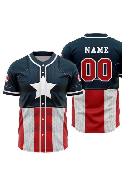 Personalized Captain America Cosplay Marvel Baseball Jersey