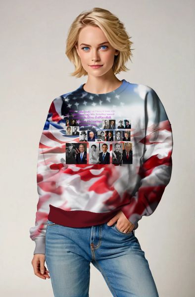 Presidential Comfort Red Flag Print Crewneck Sweatshirt