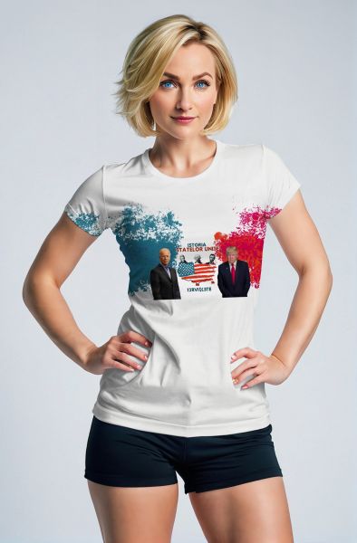Unique Presidential Map Print White TShirt