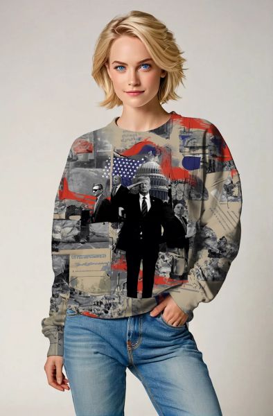 Trump Presidential Memorial Vintage Poster Style Yellow Crewneck Sweatshirt