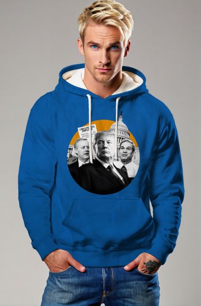 Stylish Blue Presidential Portrait Hoodie
