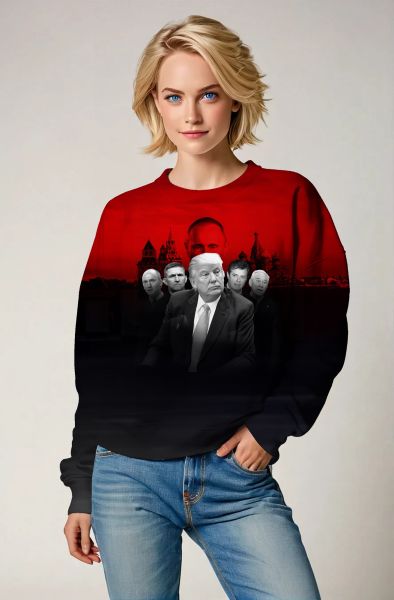 Trump Presidential Memorial Unisex Hoodie Red and Black Color Block Graphic Sweater