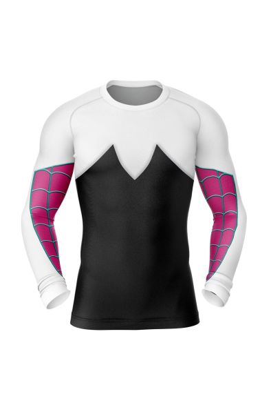 Spider Gwen Marvel Long Sleeve Rash Guard Compression Shirt