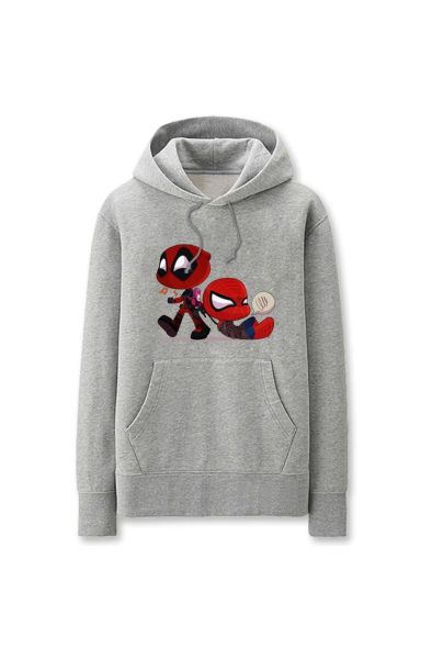 Cute Solid Color Spiderman and Deadpool Cartoon Style Funny Deadpool Cartoon Style F Hoodie Solid