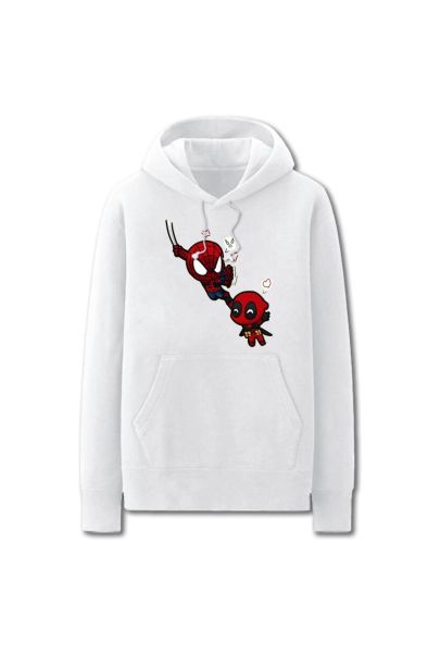 Super Funny Solid Color Hero Spiderman and Deadpool Cartoon Style Super Funny Solid Color Hoodie Solid