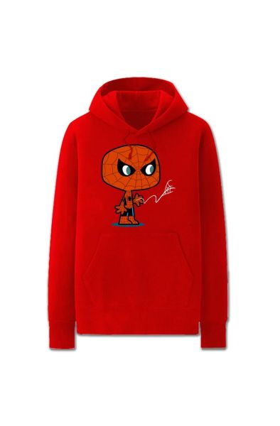 Solid Color Spiderman Cartoon Style Super Cute Spiderman Hoodie Solid-Red