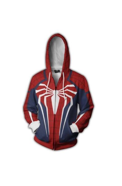 Red Zip Up Spiderman Series Super H Zip Up Hoodie Red