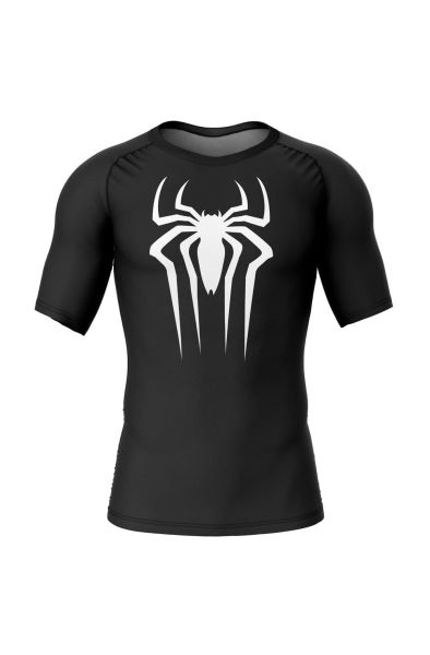 Symbiote Spiderman Marvel Short Sleeve Rash Guard Compression Shirt