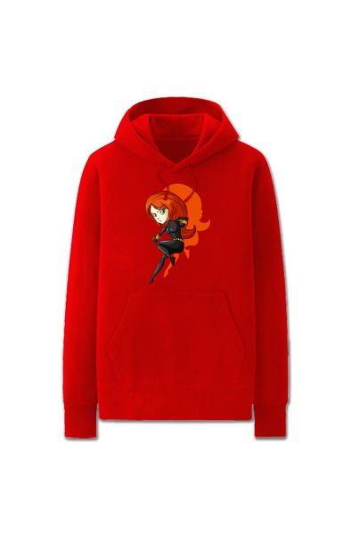 Avengers Solid Color Black Widow Marvel Inspired Hoodie Solid Black-Red