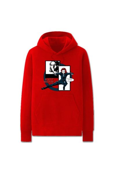 Avengers Solid Color Black Widow Marvel Inspired Hoodie Solid Black Urban Style-Red