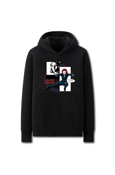 Avengers Solid Color Black Widow Marvel Inspired Hoodie Solid Black Urban Style