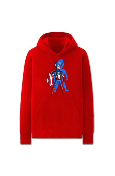 Avengers Solid Color Captain Amer Marvel Inspired Hoodie Solid-Red