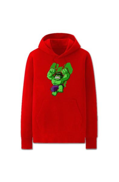 Avengers Solid Color Hulk Cartoon Marvel Inspired Hoodie Solid-Red