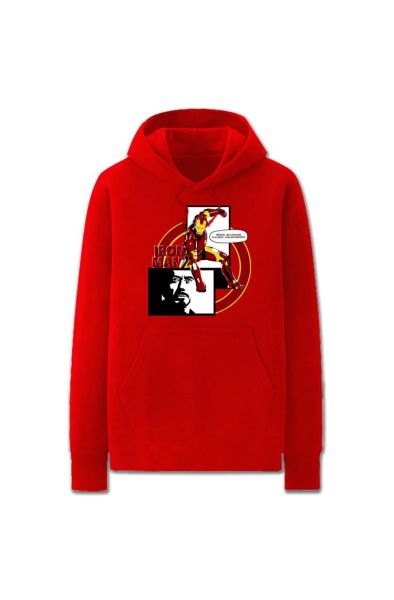 Avengers Solid Color Iron Man Ico Marvel Inspired Hoodie Solid-Red