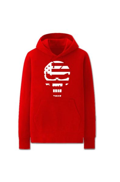 Avengers Solid Color Skull Punish Marvel Inspired Hoodie Solid-Red