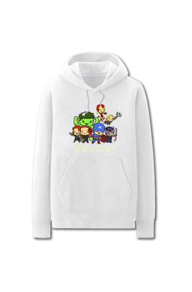 Avengers Solid Color Super Hero A Marvel Inspired Hoodie Solid-White