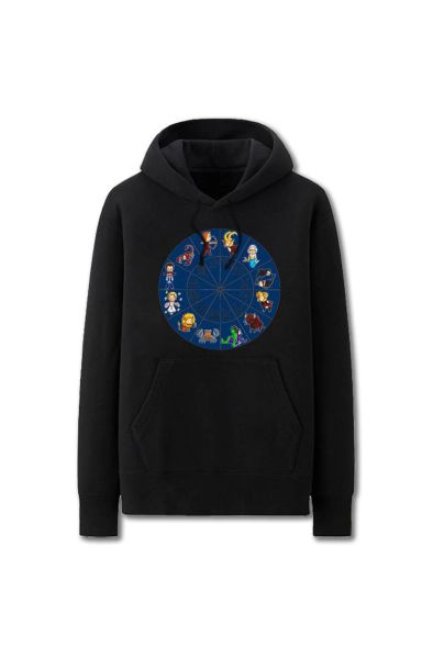 Avengers Solid Color Zodiac Map C Marvel Inspired Hoodie Solid-Black