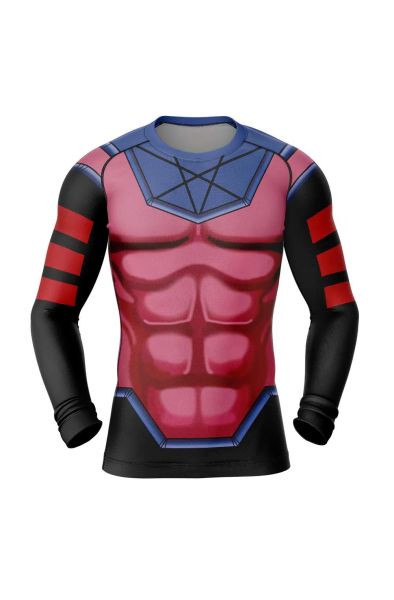 Gambit X-Men Marvel Long Sleeve Rash Guard Compression Shirt