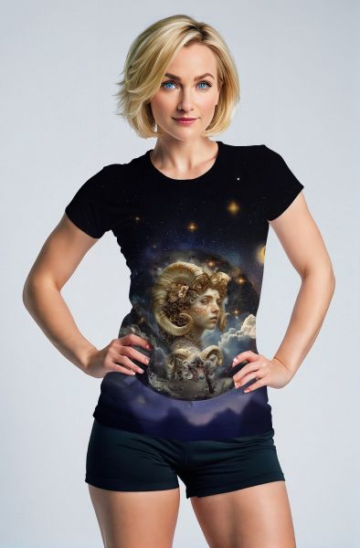 Aries Zodiac Collection: The Cosmic Ram Hoodie, Sweatshirt, Zip-Up, T-Shirt-T-Shirt