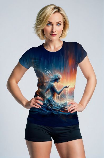 Aquarius Zodiac Collection: Celestial Waters - The Enchantress of the Crystal Springs Hoodie, Sweatshirt, Zip-Up, T-Shirt-T-Shirt