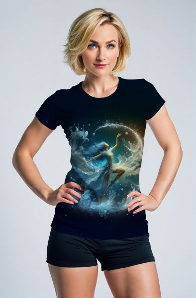 Aquarius Zodiac Collection: Celestial Dance - The Lunar Stream Hoodie, Sweatshirt, Zip-Up, T-Shirt-T-Shirt