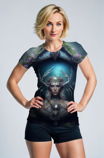 Cancer Zodiac Collection: The Galactic Queen Hoodie, Sweatshirt, Zip-Up, T-Shirt-T-Shirt