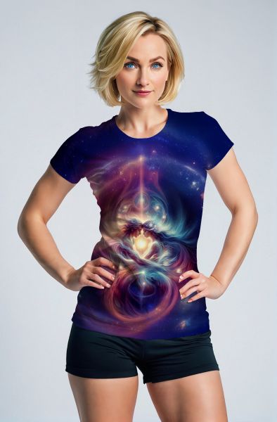Gemini Cosmic Heart Collection: Deep Blue Hoodie, Sweatshirt, Zip-Up, T-Shirt with Galactic Twin Faces and Heart Design-T-Shirt
