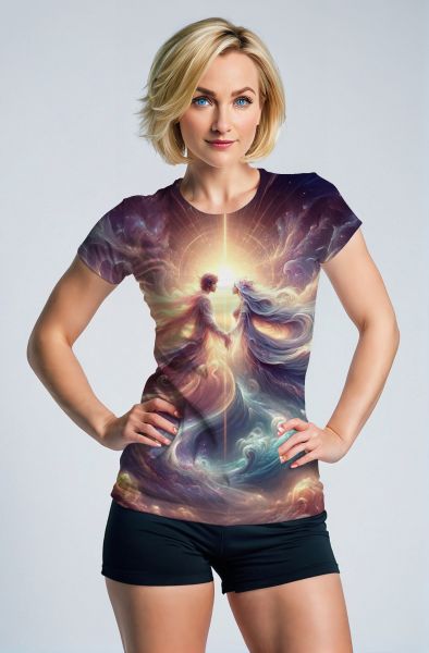 Gemini Astral Union Collection: Purple Hoodie, Sweatshirt, Zip-Up, T-Shirt with Radiant Twin Spirits Design-T-Shirt