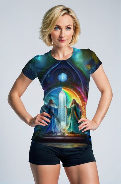Gemini Celestial Connection Collection: Black Hoodie, Sweatshirt, Zip-Up, T-Shirt with Stellar Twin Faces and Cosmic Flow-T-Shirt