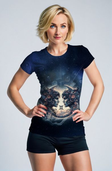 Gemini Zodiac Collection: Celestial Twins Mirror Image Hoodie, Sweatshirt, Zip-Up, T-Shirt-T-Shirt