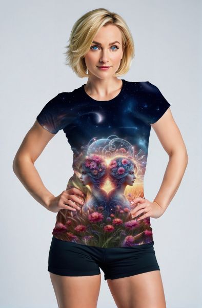 Gemini Zodiac Collection: Cosmic Connection Dual Faces Hoodie, Sweatshirt, Zip-Up, T-Shirt-T-Shirt