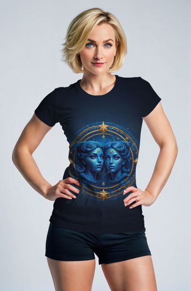 Gemini Zodiac: Celestial Harmony with Stars and Dual Faces Hoodie, Sweatshirt, Zip-Up, T-Shirt-T-Shirt