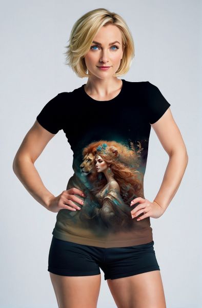 Regal Lioness: Embrace of the Golden Majesty Hoodie, Sweatshirt, Zip-Up, T-Shirt-T-Shirt