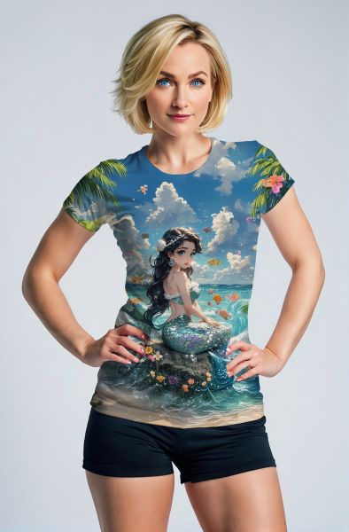 Ocean's Embrace: The Serene Mermaid Hoodie, Sweatshirt, Zip-Up, T-Shirt-T-Shirt