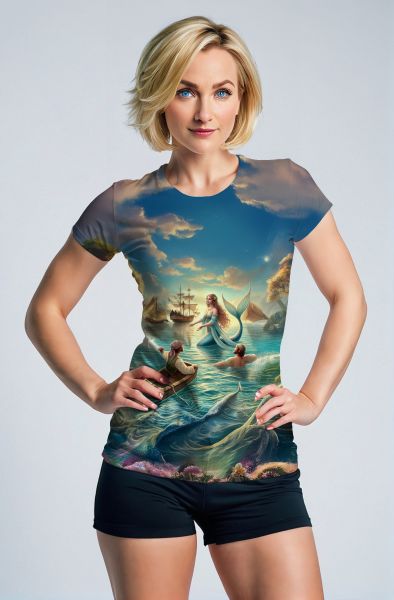 Sailing Through Pisces: The Mystical Mermaid's Encounter-T-Shirt