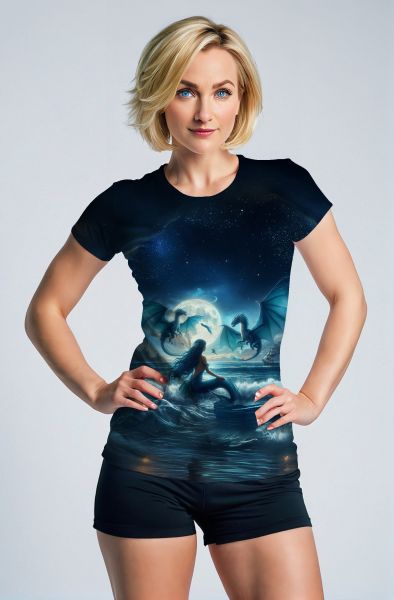 Mystic Moonlight: The Pisces Mermaid and the Dragon's Dance Hoodie, Sweatshirt, Zip-Up, T-Shirt-T-Shirt