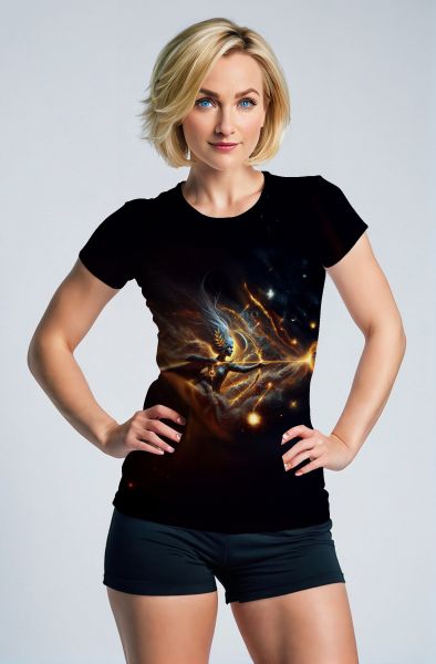 Sagittarius' Cosmic Archer: The Celestial Huntress Hoodie, Sweatshirt, Zip-Up, T-Shirt-T-Shirt