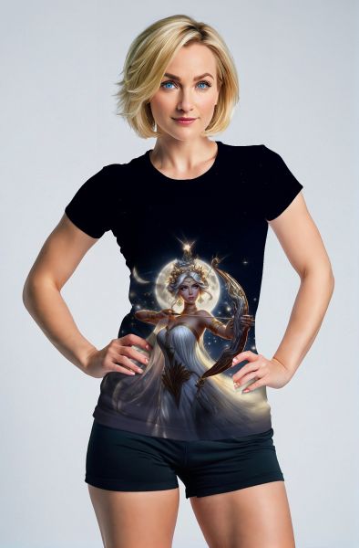 Sagittarius' Radiant Huntress: The Archer's Cosmic Power Hoodie, Sweatshirt, Zip-Up, T-Shirt-T-Shirt