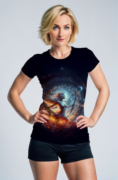 Sagittarius' Astral Bow: The Celestial Fire Hoodie, Sweatshirt, Zip-Up, T-Shirt-T-Shirt