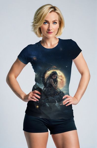 Scorpio Zodiac Collection: Dark Moon Embrace - Mysterious Goddess Hoodie, Sweatshirt, Zip-Up, T-Shirt-T-Shirt