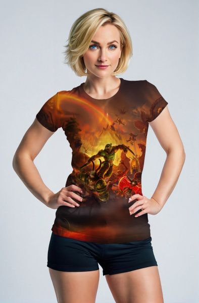  Brown Battle Scene Graphic T‑Shirt