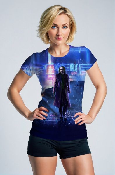 Blue Joker Neon City Graphic T‑Shirt